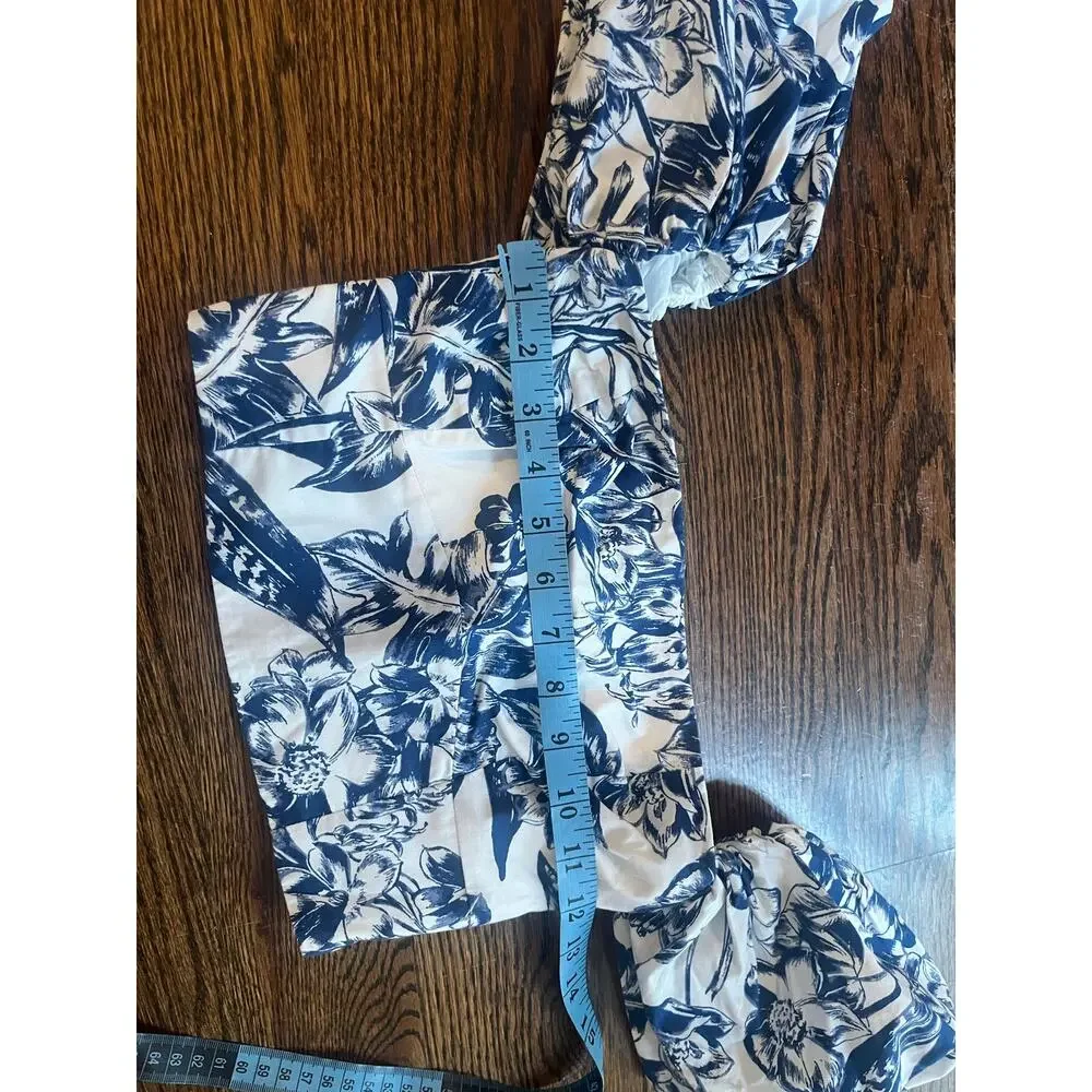 Abercrombie & Fitch Crop Top Blue Puff Sleeve Strapless Sz. XS fairy